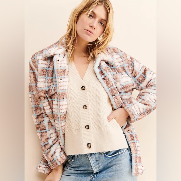 💎RARE💎🆕ANTHROPOLOGIE Brand HUTCH, Faux Fur Shacket, Size Medium - Picture 3 of 11